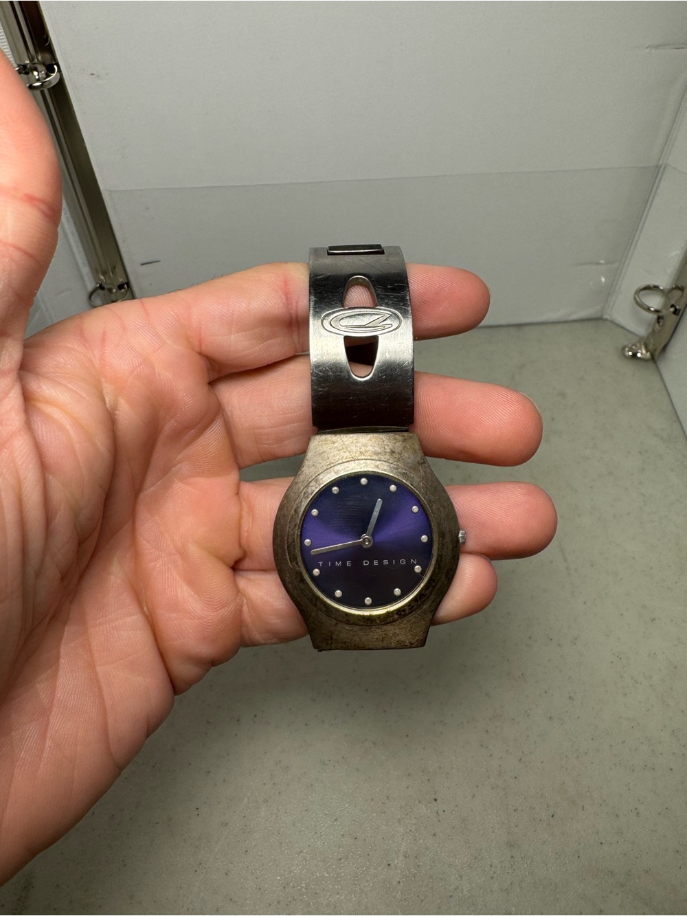Vintage Womens Time Design Purple Dial Watch AS IS